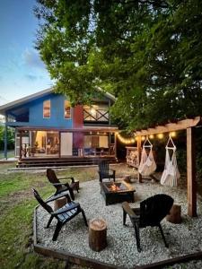 a house with a yard with chairs and a table at The Blue Moon (Forest 99 3rd) - Vacation STAY 36259v in Nasushiobara +9 photos