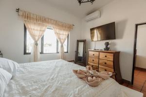 Un dormitorio con una cama con una cómoda y un televisor. en Quinta Tere Country House, en Tesistán