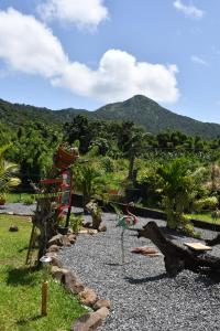 a garden with a view of a mountain at O Logis du Morne Jacob "COLIBRI", Le Morne-Rouge Martinique in Le Morne Rouge