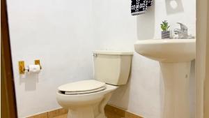 CedroにあるCasa Canelaのトイレと洗面台付きのバスルーム