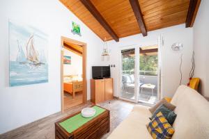 Una sala de estar con un sofá y un televisor. en Apartment Silba 17603b, en Silba