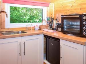 a kitchen with a sink and a microwave at 1 Bed in Latchley 54164 in Sydenham Damerel