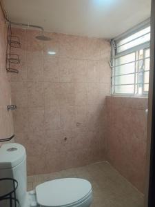 a bathroom with a toilet and a shower at Sanem in Oaxaca City