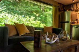 Χώρος καθιστικού στο Unique Cabin Rental Nestled in Four Acres of Forest in Rhododendron, Oregon +13 φωτογραφίες