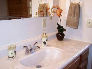 Koupelna v ubytování Charming Cabin Rental with a Hot Tub and Fireplace in the Smoky Mountains