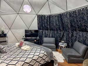 Posezení v ubytování Contrast Cove Dome in Smoky Mountains in Hartford, Tennessee