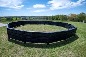 a large circle in the grass in a field at Impressive Tented Cabin with Peaceful Vistas and Fire Pit in Logan, Ohio in Logan