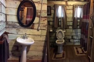 Phòng tắm tại Rustic Octagon-Shaped Cabin for a Glamping Getaway near Huntington, West Virginia +18 ảnh