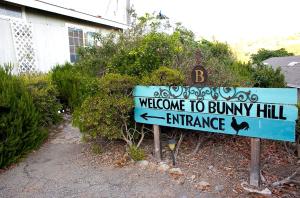 Pet Friendly Fantastic Secluded Cottage with Hot-tub in Rainbow, California في Rainbow: علامة ترحيبية بمدخل تلة الأرنب