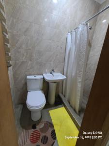 アクラにあるBill-wise Apartmentのトイレと洗面台付きのバスルーム