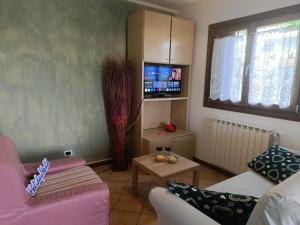 a living room with a couch and a tv at Villa Bruna by Holiday World in Pisogne