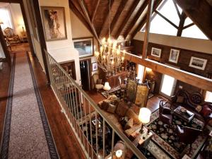 an overhead view of a living room in a house at Rustic Room Rental for a Vacation near Harrison, Arkansas in Ponca