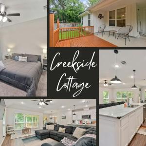 a collage of pictures of a house at Scenic Creekside Retreat with Modern Comforts Near Texas A&M University in College Station, Texas in College Station