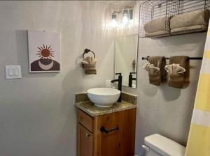 Et badeværelse på Romantic Getaways to the New Braunfels in this Fully-Equipped Tiny House in Texas