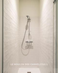 a bathroom with a shower with a shower head at Les Carmélites - Appartements dans l'hyper-centre de Rennes in Rennes