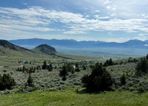 a view of a field with mountains in the distance at Secluded Montana Cabin with Stunning Madison River Valley Views, Near Ennis, MT in Virginia City +41 photos