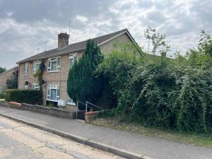 a house with a large bush growing on the side of it at Stunning and Peaceful 2 bed Flat 10 mins from Stansted Airport in Stansted Mountfitchet