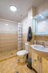a bathroom with a toilet and a sink at 1 Minute Walk to Main Street Vitoshka, NDK, Free Parking, 2 BDR in Sofia