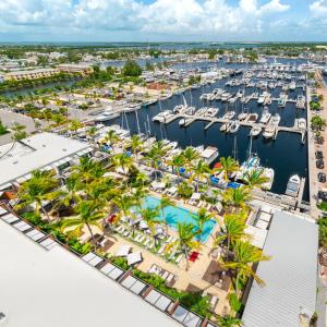 an aerial view of a marina with boats at 43' Classic Trawler 5 Star Resort Pools, Views, Dining Free Shuttle to Downtown in Stock Island