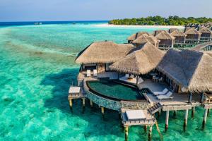 an aerial view of a resort in the water at JA Manafaru, The Real Maldives - Complimentary Seaplane for 7 nights and more - Stay Period 01 May 2026 to 23 Dec 2026 in Hoarafushi