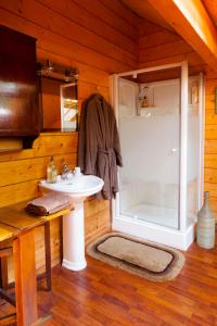 Ένα μπάνιο στο Chambres d'Hôtes Le Chalet