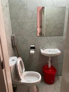 a small bathroom with a toilet and a sink at Near JKIA tsavo fedha in Nairobi +39 photos