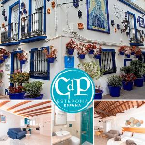 a collage of photos with a cgp sign on a building at CASA AZUL - Boutique Apartments by Casa del Patio in Estepona