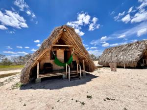 Cabaña pequeña con techo de paja en la playa en Playa Aipien, en Manaure