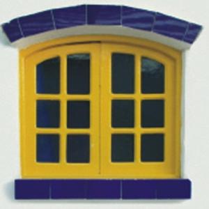 a toy house with a blue roof and windows at Neptune Hotel in Dahab