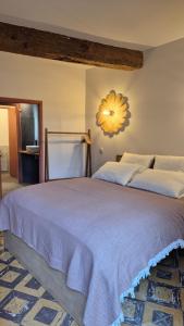 een slaapkamer met een groot bed in een kamer bij Maison LAVIGNE in Blagnac