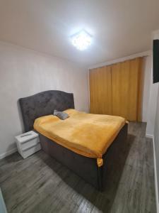 a bedroom with a large bed in a room at Glam Apartament Oradea in Oradea +2 photos