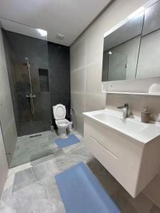 ラバトにあるHassan Tower Icon 3の洗面台、シャワー、トイレ付きのバスルーム