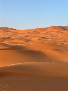 a sand dune in the desert at Erg Camp Merzouga in Merzouga