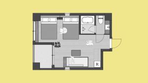 een tekening van een plattegrond van een kamer bij Hotel Vintage Tokyo Tsukiji in Tokyo