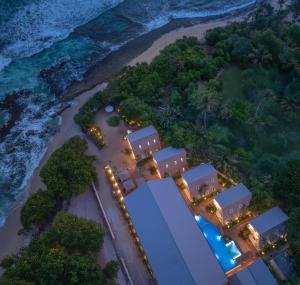an overhead view of a building on the beach at Asaya Sands Mirissa in Mirissa