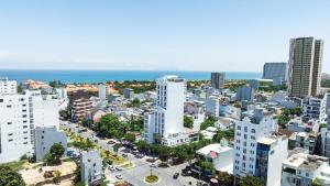 an aerial view of a city with buildings at Tourane Boutique Hotel in Da Nang