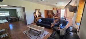 a living room with a couch and chairs and a table at Safari Park Guest Farm in Colesberg