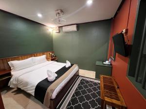 Μια τηλεόραση ή/και κέντρο ψυχαγωγίας στο Little Friendly Guest House with pool