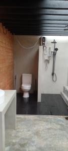 a bathroom with a toilet and a sink at Eco Bricks in Ahangama