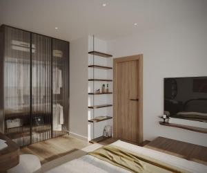 ハノイにあるThe Velvet Sky Hanoi-Cozy Escape with Private Balcony-Free Laundryのベッドとガラスの引き戸のある寝室 +17枚の写真