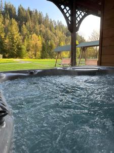 a plunge pool with water in a house at Agriturismo PratoAlto in Onore