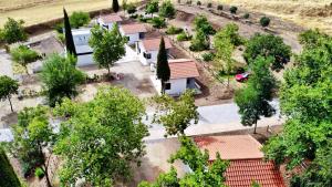 an overhead view of a village with trees and houses at GlampINN Fuente Obejuna in Fuente Obejuna