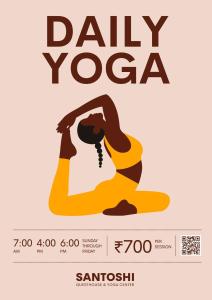 a poster for a party for a yoga class at Santoshi Guest House and Yoga Center in Pokhara