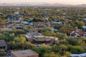 an aerial view of a small town with houses and trees at Mountain Views - Pool - Games - YogaDeck in Carefree +73 photos