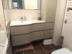 イゾラ 2000にあるBel Appartement Rénové au Pied des Pistes à Isola 2000 - FR-1-292-132の洗面台とトイレ付きのバスルーム +8枚の写真