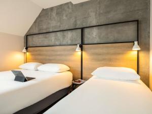 ナミュールにあるIbis Namur Centreの部屋に並んで置かれた2つのベッド