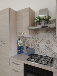 Quartu Sant'ElenaにあるJungle Loftのコンロとカウンタートップのあるキッチン