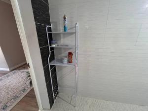 a shelf in the corner of a shower at Aral Guest House in Aralʼsk +25 photos