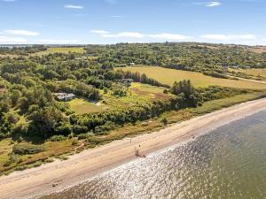an aerial view of a beach with a person on it at Holiday Home Elizabeth - 150m to the fjord by Interhome in Furland