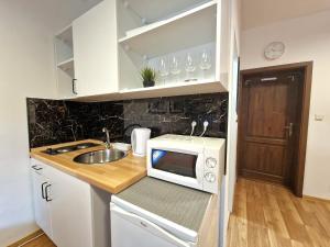 Η κουζίνα ή μικρή κουζίνα στο Stela Štúdio areál Vadaš +2 φωτογραφίες